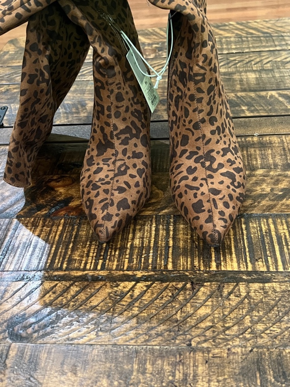 Leopard Print Mid-Calf Women's Boots in Brown - Picture 2 of 6